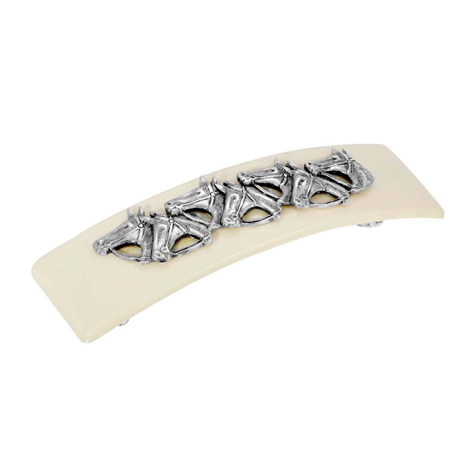 Ivory Racing Horses Hair Barrette