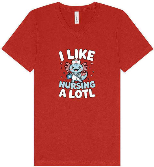 I Like Nursing A Lotl Unisex V-Neck Shirt