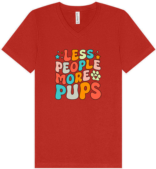 Less People, More Pups Unisex V-Neck Shirt