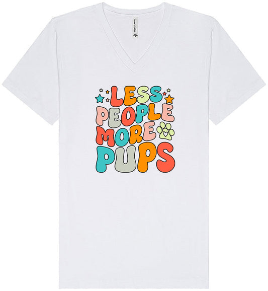 Less People, More Pups Unisex V-Neck Shirt