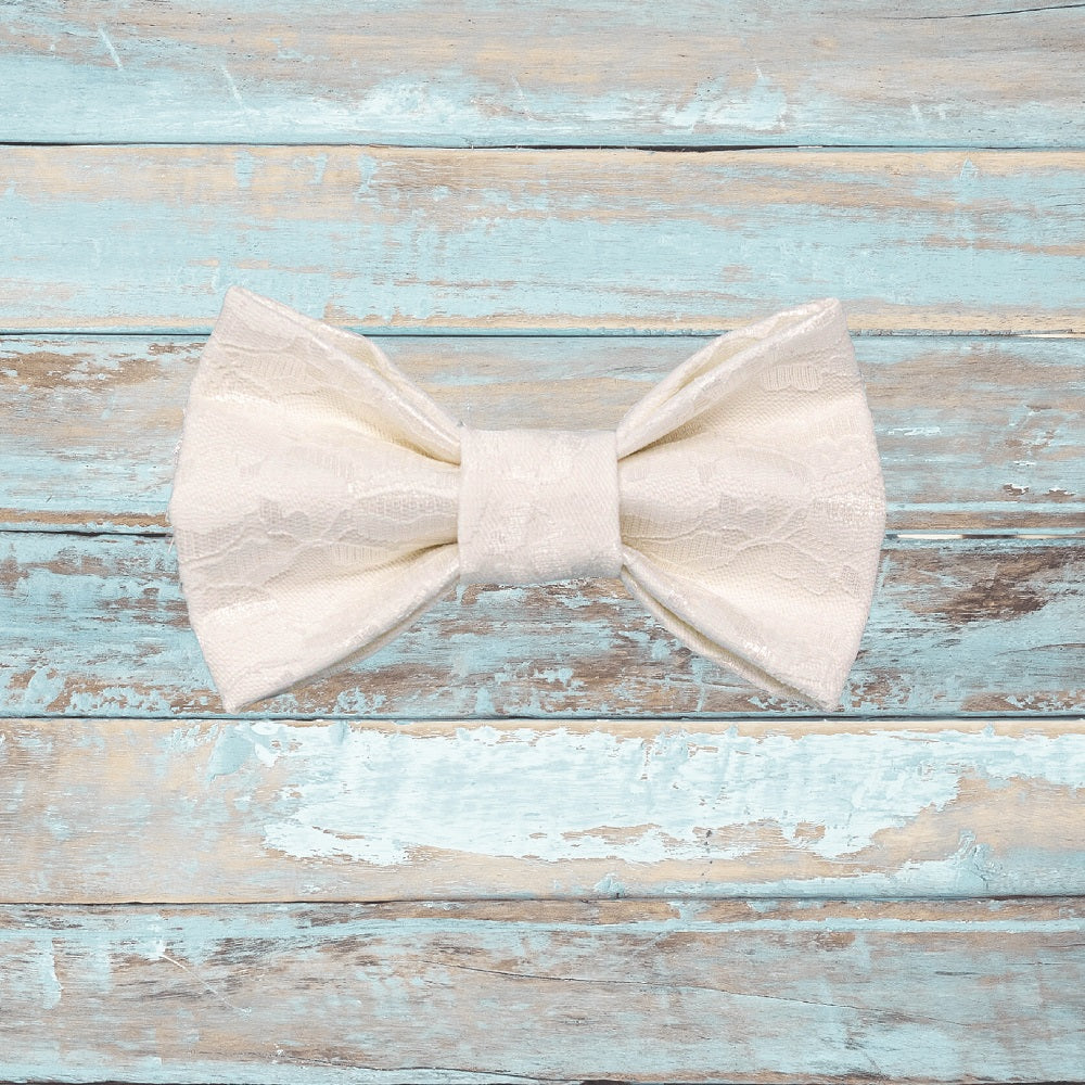 Lace Bow Tie, Wedding, Party White Lace - Southlake Paws