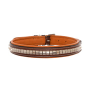 ExionPro Silver Clincher Padded Leather Dog Collar - Conker Padding
