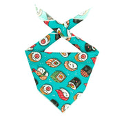 Sushi Dog Bandana | Food Dog Tie Bandana  | Design is facing upwards