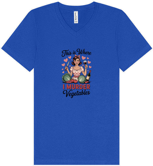 I Murder Vegetables Unisex V-Neck Shirt