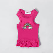 Rainbow Dog Dress Fuchsia