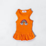 Rainbow Dog Dress Orange