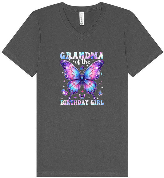 Grandma of the Birthday Girl Unisex V-Neck Shirt