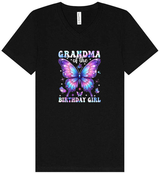 Grandma of the Birthday Girl Unisex V-Neck Shirt
