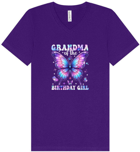 Grandma of the Birthday Girl Unisex V-Neck Shirt