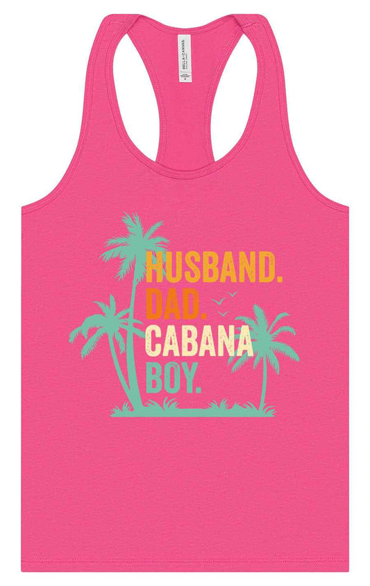 Dad. Husband. Cabana Boy. Women's Racerback Tank