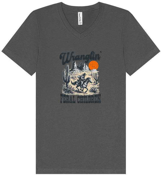 Wranglin' Feral Children Unisex V-Neck Shirt
