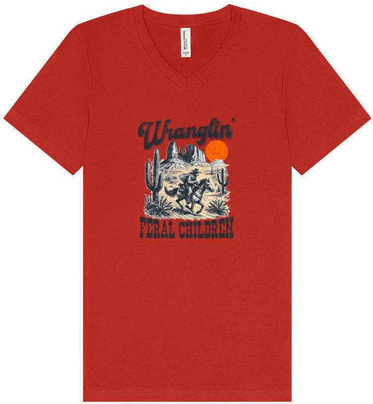 Wranglin' Feral Children Unisex V-Neck Shirt