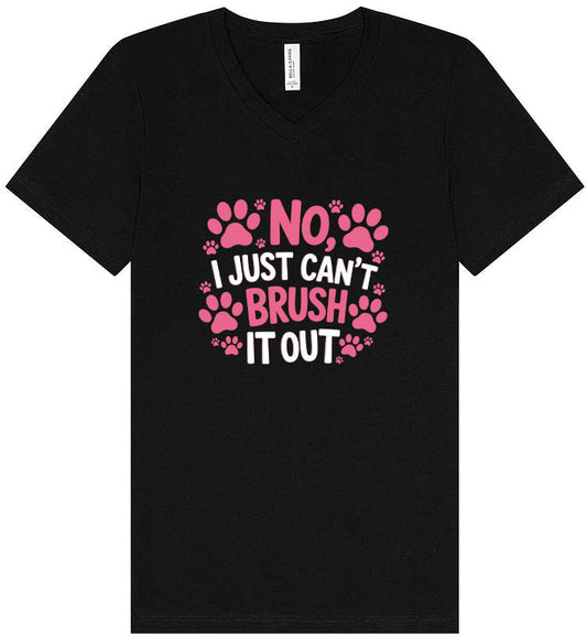 Can't Just Brush it Out Groomer Unisex V-Neck Shirt