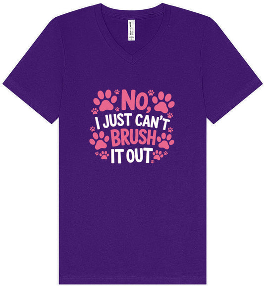 Can't Just Brush it Out Groomer Unisex V-Neck Shirt