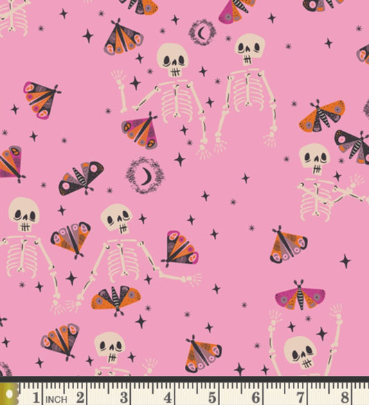 Halloween Bandana | Halloween Dog Bandana | Pink Bandana with Skeleton & Moth - Southlake Paws