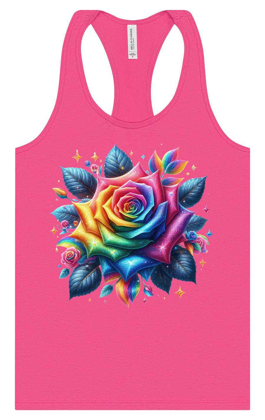Rainbow Rose Women's Racerback Tank