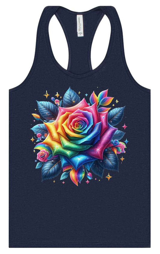 Rainbow Rose Women's Racerback Tank