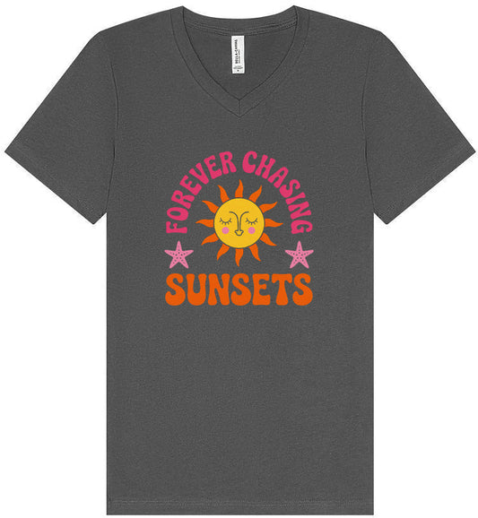 Forever Chasing Sunsets Unisex V-Neck Shirt