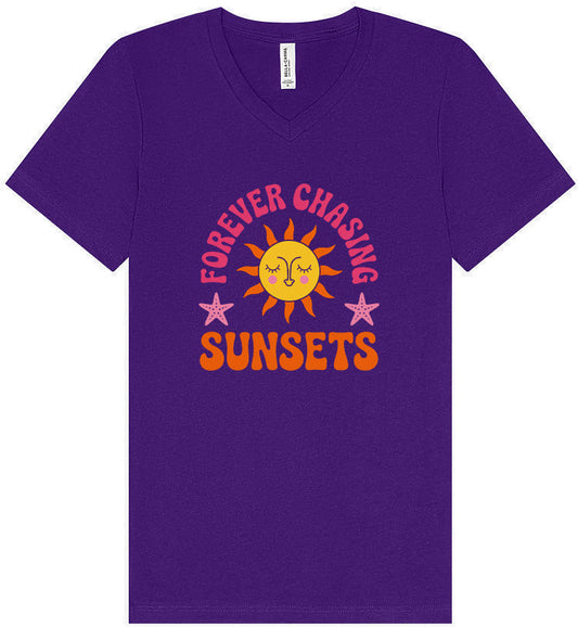 Forever Chasing Sunsets Unisex V-Neck Shirt