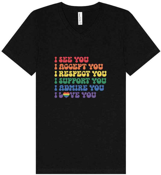 See Accept Support Pride Unisex V-Neck Shirt