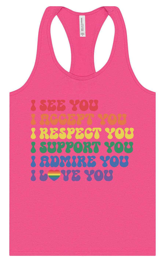 See Accept Support Pride Women's Racerback Tank
