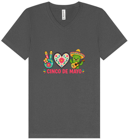 Peace Love Cinco de Mayo Unisex V-Neck Shirt