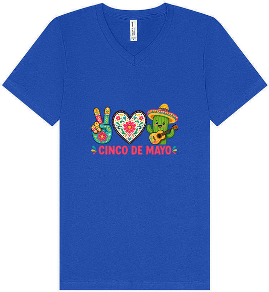 Peace Love Cinco de Mayo Unisex V-Neck Shirt