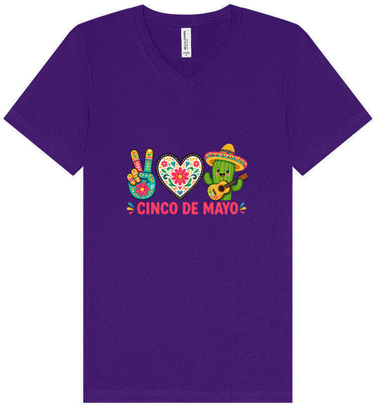 Peace Love Cinco de Mayo Unisex V-Neck Shirt