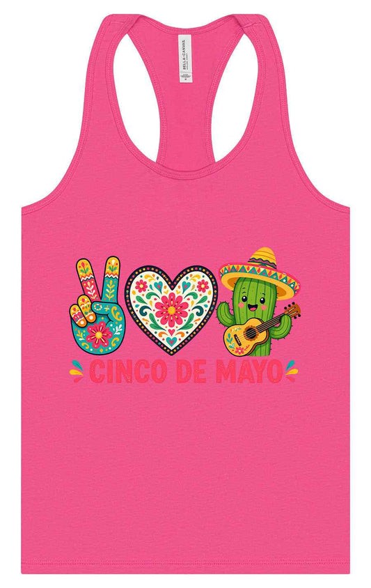 Peace Love Cinco de Mayo Women's Racerback Tank