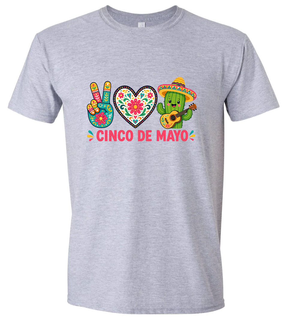 Peace Love Cinco de Mayo Children's Gildan Soft Shirt