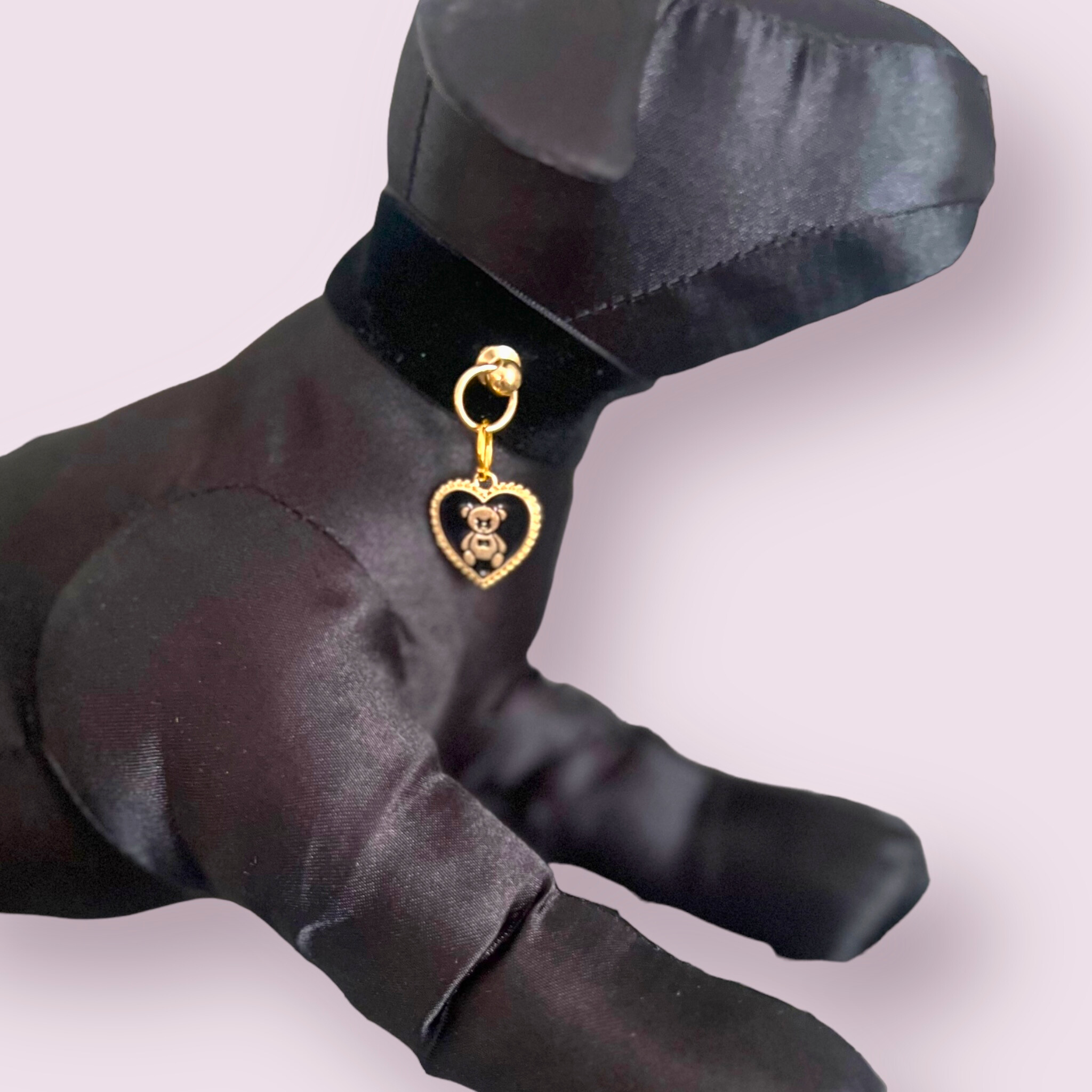 Lux Velvet Bear Dog Necklace 