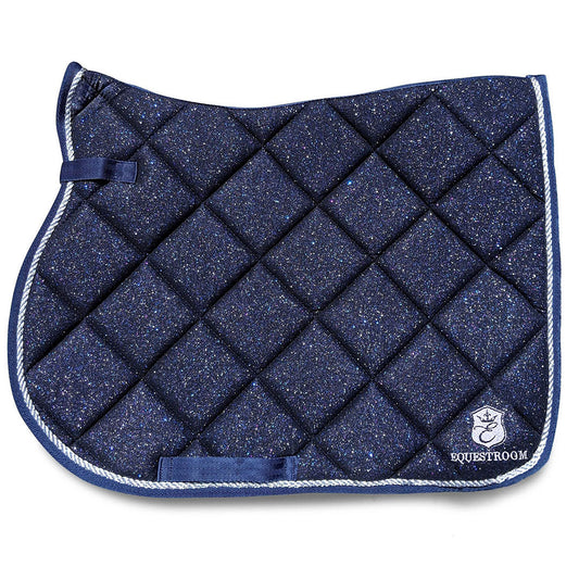 Deep Sapphire Saddle Pad by Southlake Paws, featuring a quilted design with a sparkling finish and contrasting trim.