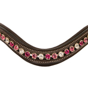 ExionPro Designer Clear Light Pink & Maroon linked Crystal Browband