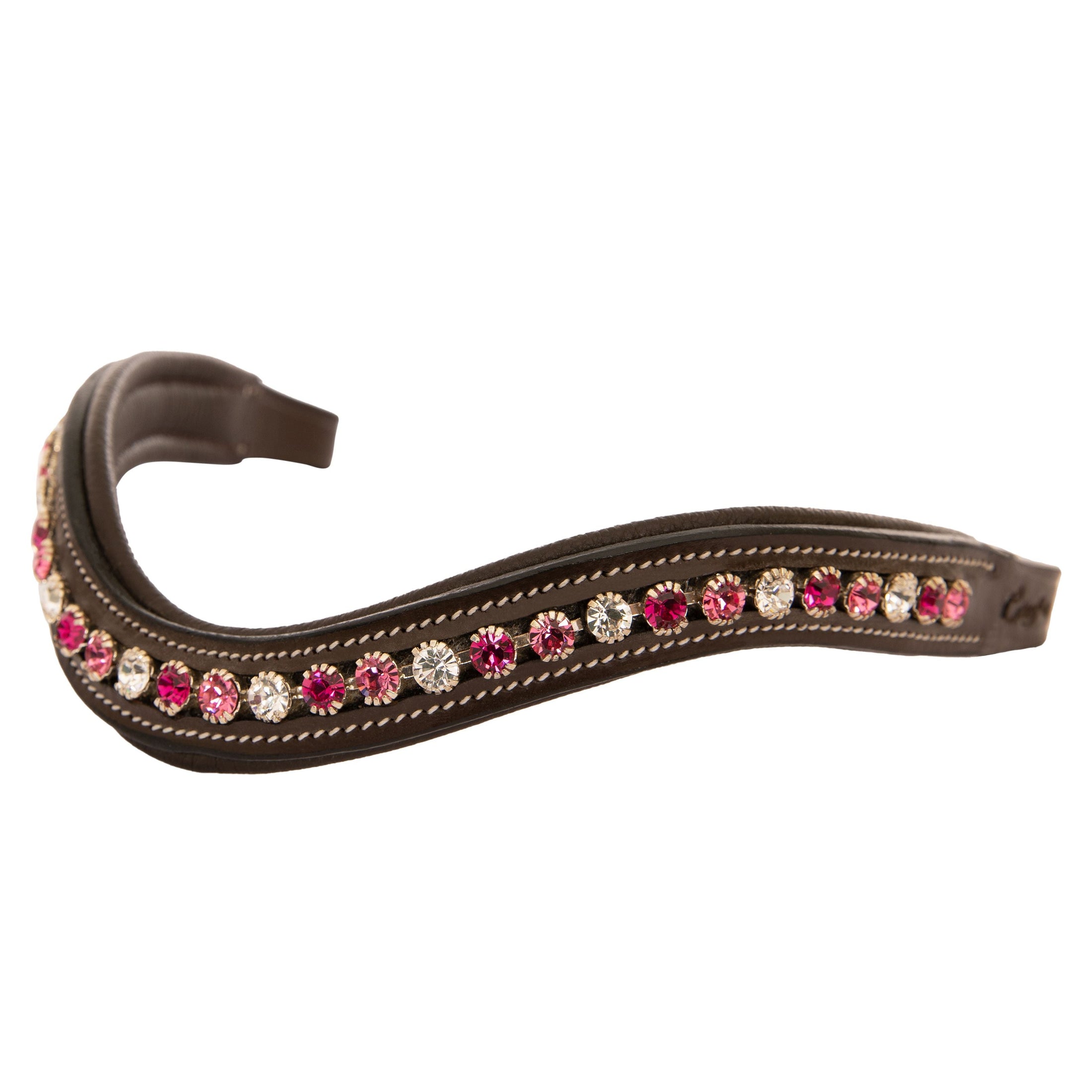 ExionPro Designer Clear Light Pink & Maroon linked Crystal Browband