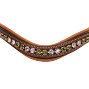 ExionPro Elegant Deep Curved Soft Padded Olivine, Violet Colored Crystal Browband