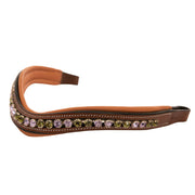 ExionPro Elegant Deep Curved Soft Padded Olivine, Violet Colored Crystal Browband