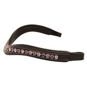 ExionPro Elegant Deep Curved Soft Padded Tanzanite, Violet Colored Crystal Decorated Browband