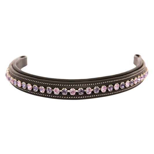 ExionPro Elegant Deep Curved Soft Padded Tanzanite, Violet Colored Crystal Decorated Browband