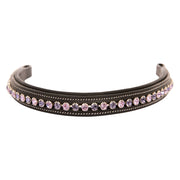 ExionPro Elegant Deep Curved Soft Padded Tanzanite, Violet Colored Crystal Decorated Browband