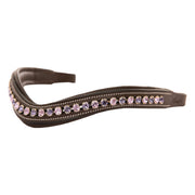 ExionPro Elegant Deep Curved Soft Padded Tanzanite, Violet Colored Crystal Decorated Browband