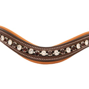 ExionPro Elegant Soft Padded Clear Crystal, Burgundy Colored Crystal Browband