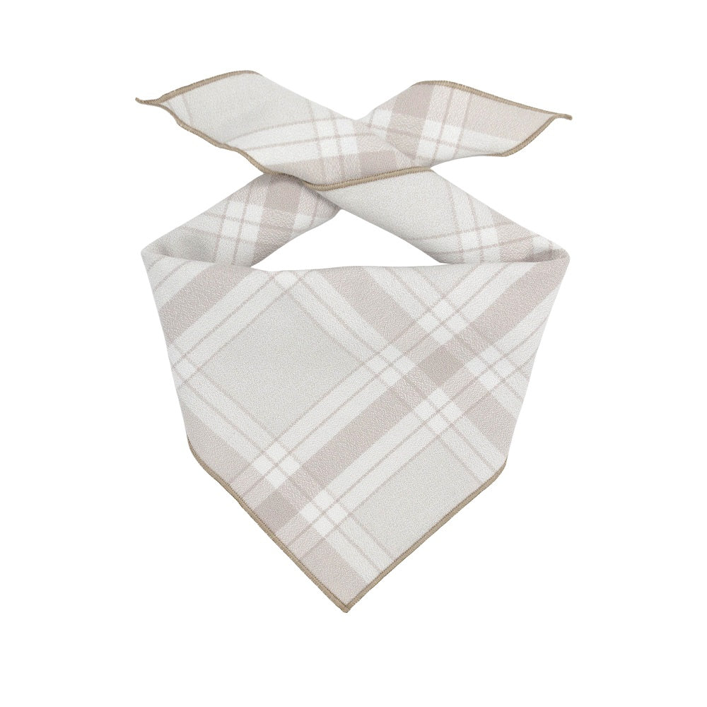 Plaid Bandana, Fall Bandana,  Winter Bandana, High Quality Luxe Fabric, Cream, Beige - Southlake Paws