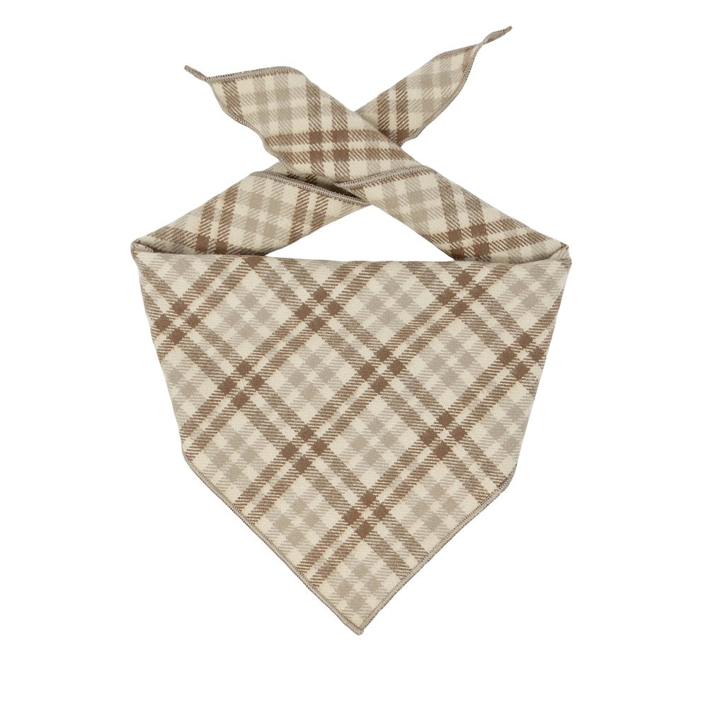 Plaid Bandana, Fall Bandana,  Winter Bandana,  Cream, Beige - Southlake Paws