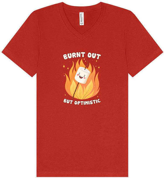 Burnt Out but Optimistic Unisex V-Neck Shirt