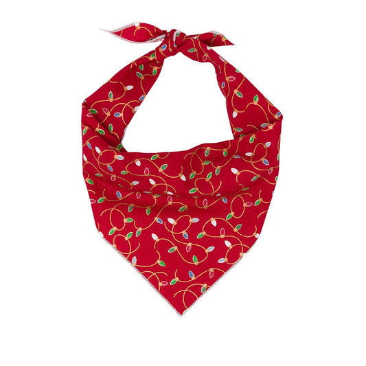 Christmas Bandana |  XMAS Bandana | Holiday Bandana | Lights | Red Christmas - Southlake Paws