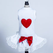 Lacey Puff Heart Dress Red