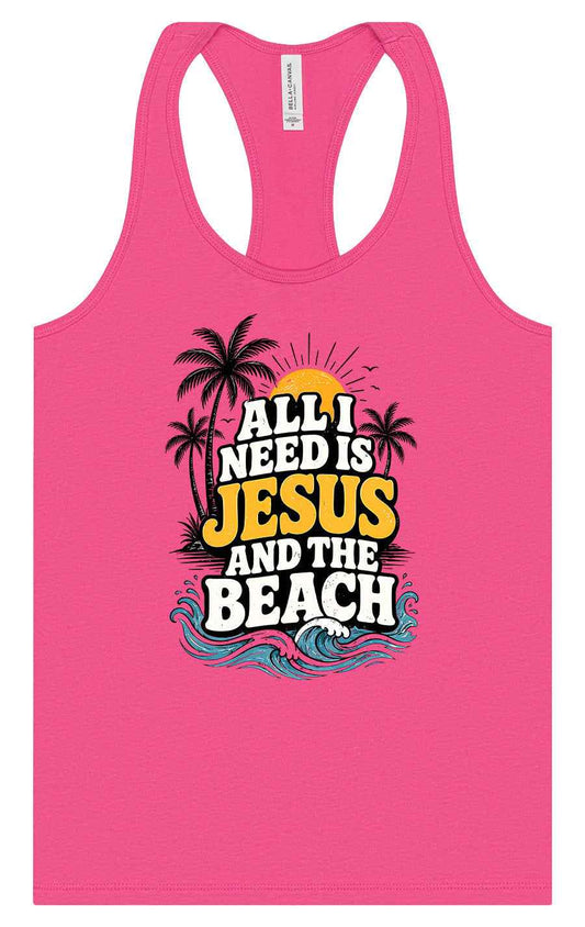 I Need Jesus and the Beach Women's Racerback Tank