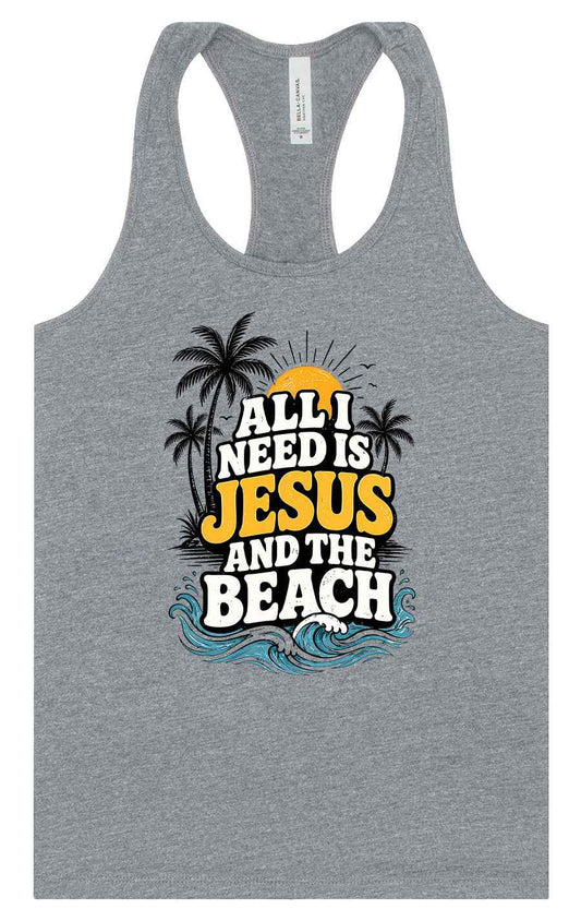 I Need Jesus and the Beach Women's Racerback Tank