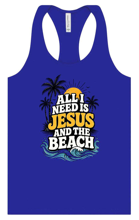 I Need Jesus and the Beach Women's Racerback Tank