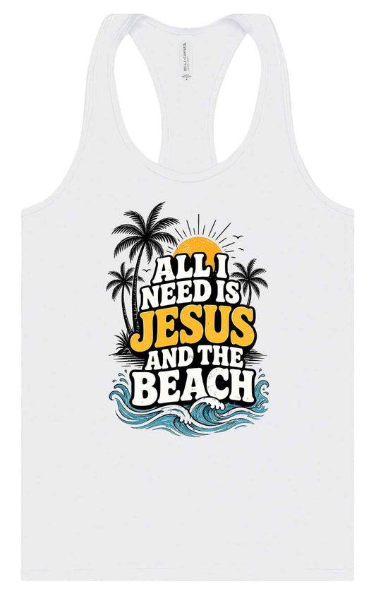 I Need Jesus and the Beach Women's Racerback Tank